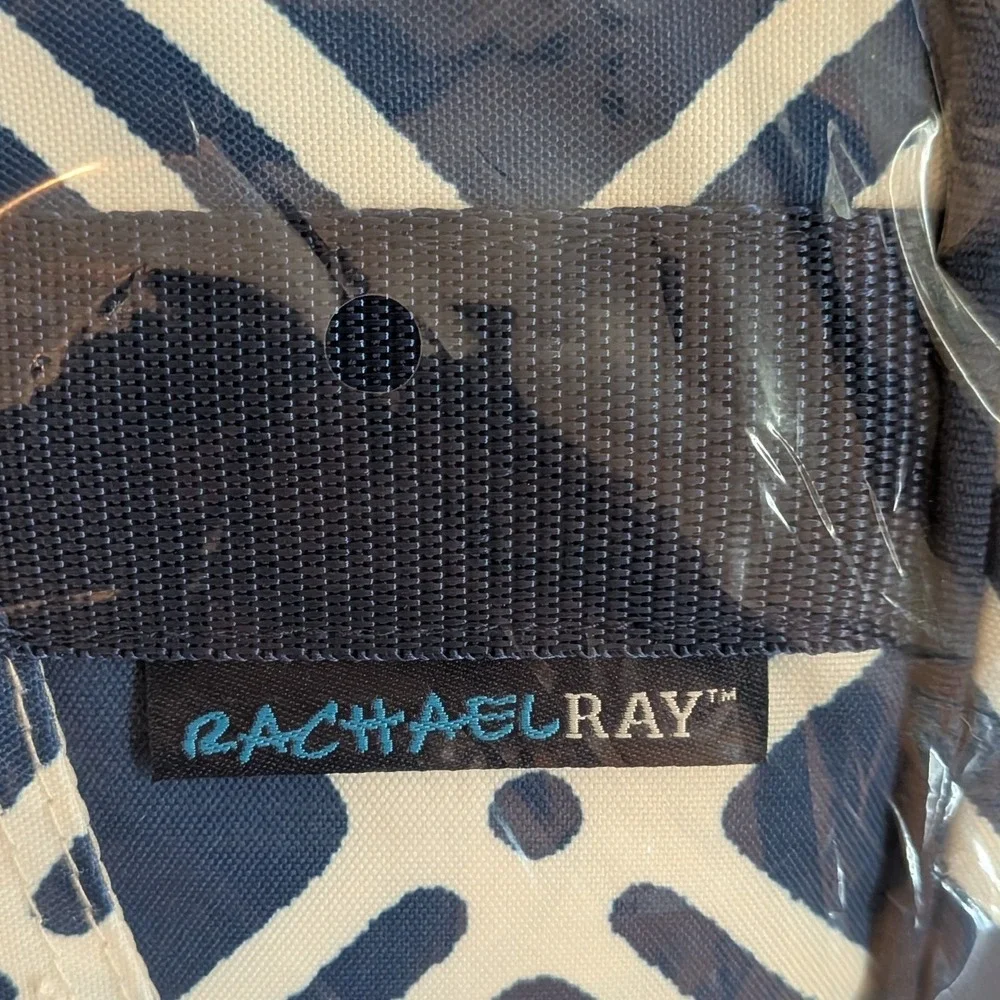 Rachael Ray Insulated Food Doctor Bag Navy Blue Geometric Cooler Tote with Strap